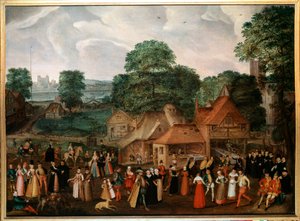 伯德蒙西的婚礼派对 Georges Hoefnagel (1542-1601) (ec.engl.) 1600 年私人收藏 作者 乔里斯·霍夫纳格尔