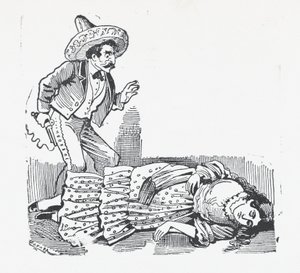 一个拿着枪的男人站在他刚刚射杀的女人身上，约1880-1910., 约1880-1910. 作者 何塞·瓜达卢佩·波萨达