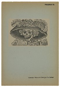 卡特里娜火山（Calavera de la Catrina），约1910年，1943年印刷（带雕刻的浮雕蚀刻） 作者 何塞·瓜达卢佩·波萨达