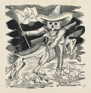 埃米利亚诺·扎帕塔（Emiliano Zapata）的大头骨，约于1911年16月，印刷于1930年（带雕刻的浮雕蚀刻） 作者 何塞·瓜达卢佩·波萨达