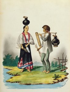 马尼拉及其周边地区：挤奶者（水彩与bodycolorr） 作者 何塞·霍诺纳托·洛萨诺
