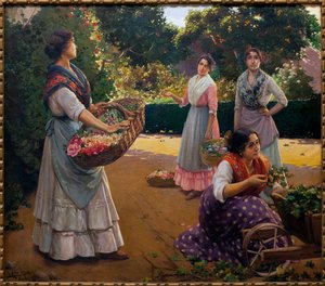 玛丽亚-路易莎公园里的花匠 - 何塞-里科-塞胡多（1864-1939 年）的油画，布面油画 作者 何塞·里科（Jose Rico y Cejudo）