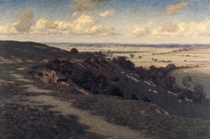 布里山和村庄与北唐斯的景色》，约1879-1919年 作者 何塞·魏斯