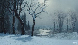 JJM 重现 Bierstadt-A：优胜美地的冬天（滑冰运动员）