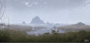 JJM 重现 Friedrich-C-D：海滩上的岩石礁石（全景） 作者 约瑟夫·约翰·迈克尔