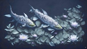 水墨画：锦鲤_紫水晶_01