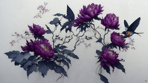 水墨画：深紫牡丹_02
