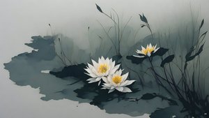 水墨画：睡莲_01