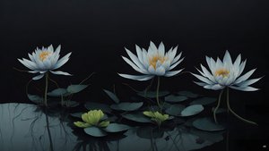 水墨画：waterlili-black_04