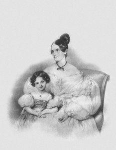奥尔加（Olga Narychkina Potocki）和女儿索菲（Sophie）的肖像1802-1861，1835年