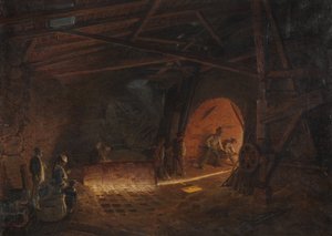 Acierie - Ironworks，由 Wallander, Josef Wilhelm (1821-1888)。 布面油画