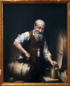 酿酒师在他的地窖里。 Joseph Noel Sylvestre (1847-1926) 作画，布面油画，19 世纪末至 20 世纪。 法国艺术。 贝济耶艺术博物馆，Fayet 酒店。 作者 约瑟夫·诺埃尔·西尔维斯特