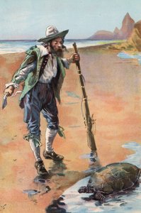 鲁滨逊漂流记》：我发现了一只乌龟（彩色石版画）