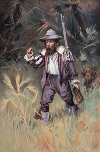 鲁滨逊漂流记：我发现大麦在生长（彩色石版画） 作者 约瑟夫·芬内莫尔（后）