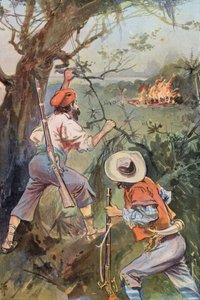 鲁滨逊漂流记》：着火的小屋（彩色石印版） 作者 约瑟夫·芬内莫尔（后）