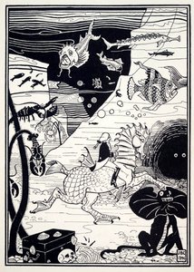这里有很多高大高贵的树木，装满了海洋水果，如龙虾......，1895年。 作者 约瑟夫·本威尔·克拉克