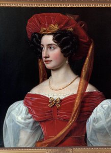 约瑟夫·卡尔·斯蒂勒 (Joseph Karl Stieler，1781-1858 年) 19 世纪的红帽女人肖像画。 慕尼黑，宁芬堡城堡 作者 约瑟夫·卡尔·斯蒂勒