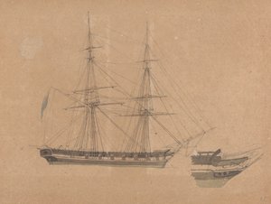 单双桅船和另一双船首的侧视图 作者 约瑟夫·卡特赖特