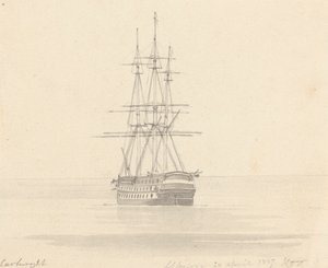 单护卫舰，船尾向前； 阿尔比恩 1817 年 4 月 20 日 作者 约瑟夫·卡特赖特