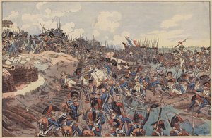 Jemappes战役，法国革命战争，1792年11月6日（彩色平版印刷）。