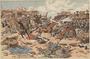 金字塔之战，埃及，法国革命战争，1798年7月21日（彩色平印）。