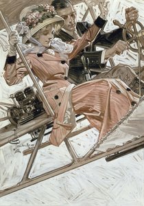 飞机上的男女（布面油画）