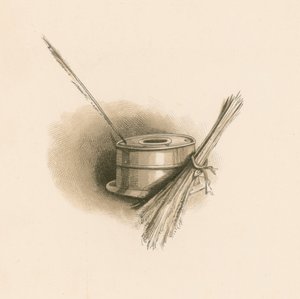 查尔斯-狄更斯的钢笔和墨水（彩色石版画） 作者 约瑟夫·克莱顿 (1856-1937)（继）克拉克