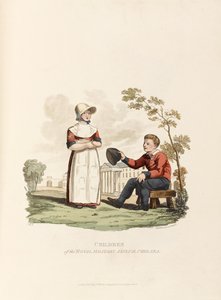 1813年切尔西皇家军事庇护所的儿童（彩色aquatint） 作者 约瑟夫·康斯坦丁·斯塔德勒
