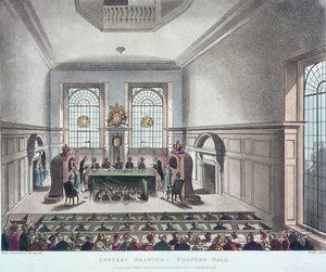 国家彩票的绘制，库珀斯大厅，伦敦，1809年 作者 约瑟夫·康斯坦丁·斯塔德勒