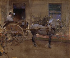 家庭教师车（亚麻布水粉画）