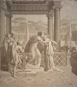 壁纸设计与丘比特和灵魂，1815年 作者 约瑟夫·杜福