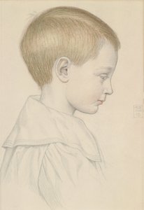 男孩头的素描，1906年（铅笔和纸上的wc） 作者 约瑟夫·爱德华·索撒尔