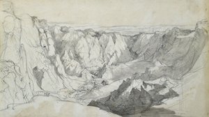 康沃尔的 Carclase 锡矿，约 1810 年（纸上铅笔加水彩） 作者 约瑟夫·法灵顿
