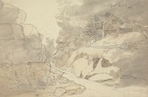 河边的乡村和小屋 作者 约瑟夫·法灵顿