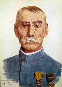 第一次世界大战（1914-1918）：“约瑟夫·西蒙·加利尼元帅的肖像（1849-1916）”约瑟夫·费利克斯·布歇尔（1853-1937）1915年画作 0,33 x 0,24 m