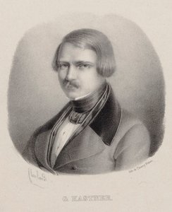 作曲家Jean-Georges Kastner 1810-1867的肖像。 作者 约瑟夫·弗雷德里克·弗拉克斯兰