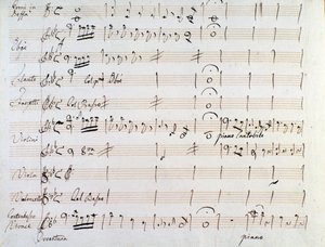 J 海顿 (J Haydn) 的《阿米达》小步舞乐谱第一页 (1784) 作者 约瑟夫·海顿