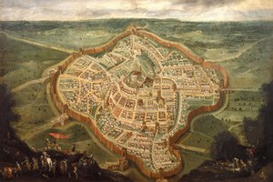 乌迪内市地图，17世纪中叶，17世纪中叶。