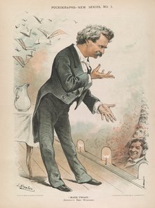 马克-吐温，美国最好的幽默大师，约1885年（石印）。