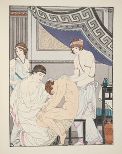 脊椎按摩疗法调整，来自&39;希波克拉底的作品&39;，1934年的插图 作者 约瑟夫·库恩·雷尼尔