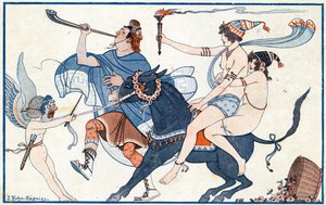 壁画中的恶作剧，庞贝城的狂欢节 - 来自la Vie Parisienne的插图，1923年 作者 约瑟夫·库恩·雷尼尔