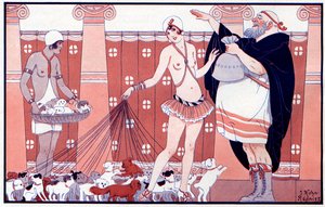 三个PrixFéminins - 来自一个大家庭的小老太太奖 - 来自la Vie Parisienne 1919年的插图 作者 约瑟夫·库恩·雷尼尔