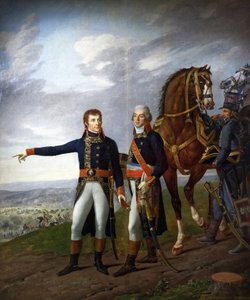 波拿巴将军和他的参谋长路易-亚历山大-贝尔蒂埃将军在 1800 年 6 月 14 日的马伦戈战役中，约 1800-01 年（布面油画） 作者 Joseph 和 Lefevre Robert 和 Vernet Carle Boze