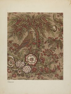印花棉质棉布，约1940年。