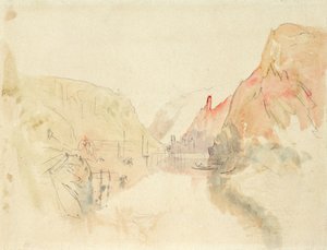 摩泽尔河上的特拉本·特拉巴赫城堡，约1844年（铅笔和纸上水彩） 作者 约瑟夫·马洛德·威廉·特纳