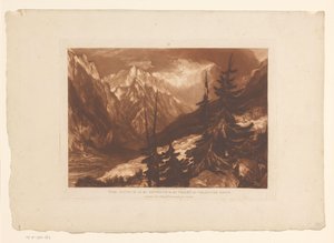 霞慕尼山谷中的阿韦龙河源
夏慕尼山谷中的阿韦龙河源（标题见实物）
Landschapsstudies（系列名称）
Liber Studiorum（系列名称） 作者 亨利·爱德华·道（归因于）
