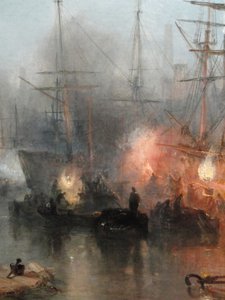 1835年，Keelmen在月光下的煤炭中咆哮，细节 作者 约瑟夫·马洛德·威廉·特纳