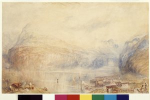 布鲁嫩 (Brunnen) 的卢塞恩湖（白纸水彩画和水粉画） 作者 约瑟夫·马洛德·威廉·特纳
