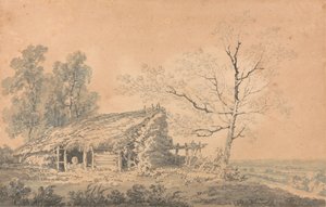 谷仓景观，c.1795（石墨和纸上洗） 作者 约瑟夫·马洛德·威廉·特纳