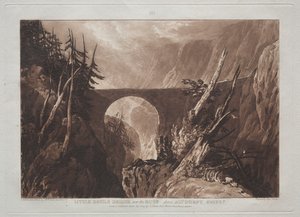 Liber Studiorum：  瑞士阿尔特多夫特上方拉斯河上的小魔鬼桥 作者 约瑟夫·马洛德·威廉·特纳